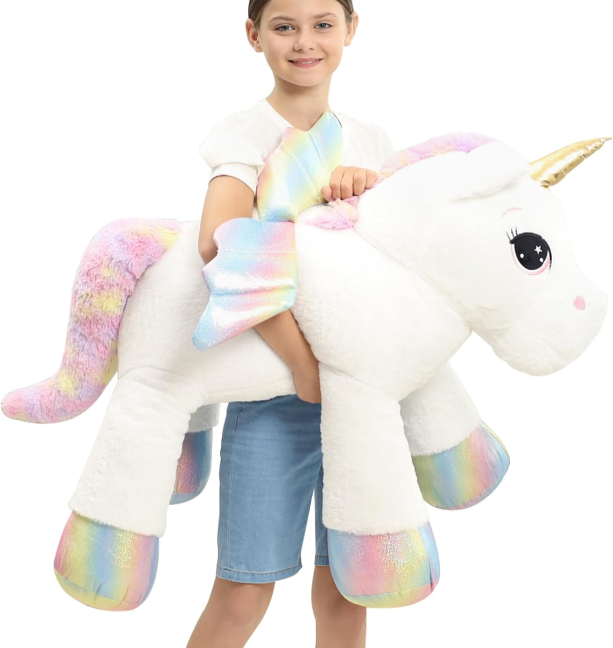 FFxiong 44 Inch Giant Unicorn Stuffed Animal Pillow - White / 44 Inch