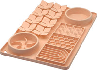 Slow Feeder Bowl, Silicone Lick Mat with Suction Cups for Dog Cat, Snuffle Mat for Pet Smell - Creamy Peach / Honeycomb 4in1