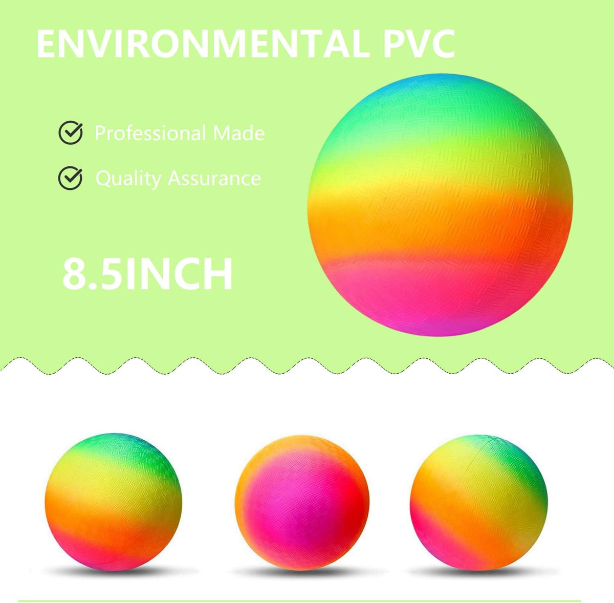 YNHFIFI 8.5 inch rainbow playground ball for kickball, dodgeball and four square - view 9