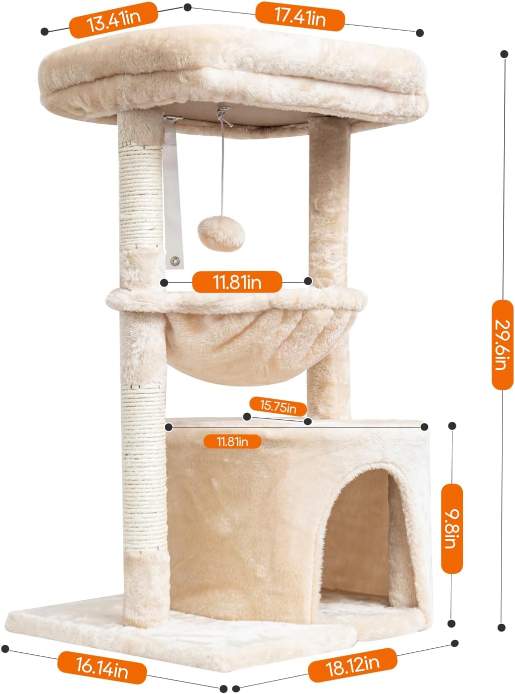 SYANDLVY Small Cat Tree for Indoor Cats - 29.6" / Beige - image 2