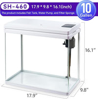 Beginner Betta Fish Tank Aquarium kit Intelligent Timed Shutdown, Seven LED Lights, Adjustable Brightness, High-Transparency Glass, Efficient Filtration Gallon (10 Gallon)