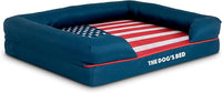 The Dog’s Bed, Medium Blue Oxford with Red Trim USA Flag Dog Bed with Central Flag 30x23.5, Memory Foam, Pain Relief, Post Surgery, Waterproof Washable Cover Cover, Veterinary Approved