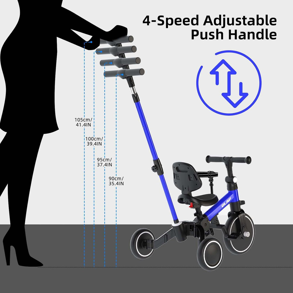 Glaf white toddler tricycle with parent push handle - view 17