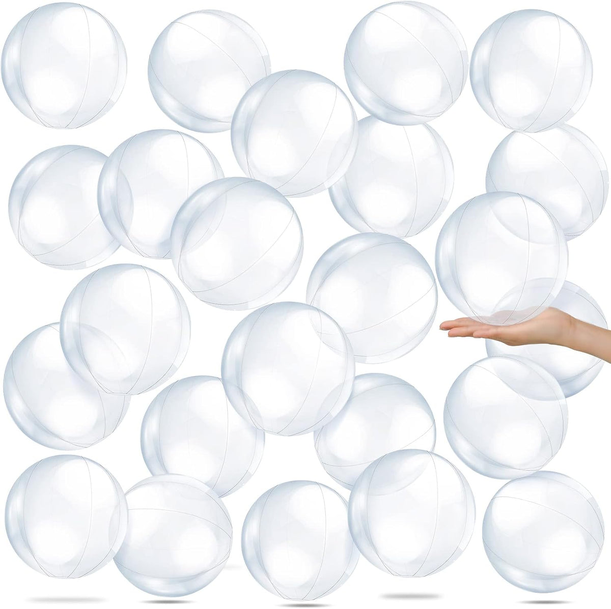 Yinder 24 Pcs Clear Beach Balls Inflatable Bubble Ball Decorations - Classic / Clear