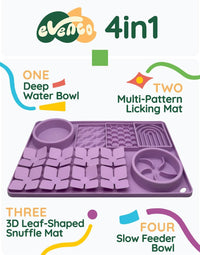 Slow Feeder Bowl, Silicone Lick Mat with Suction Cups for Dog Cat, Snuffle Mat for Pet Smell - Purple / Honeycomb 4in1 - image 3