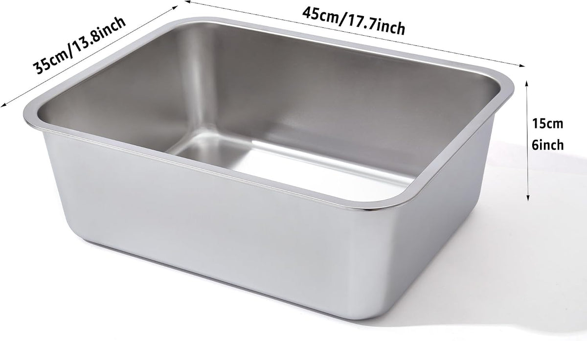 Stainless Steel Litter Box - Medium:17.7"x13.8"x6" - image 2