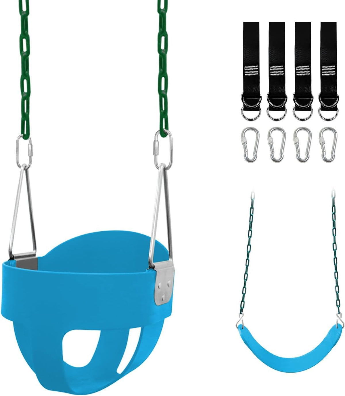 Perantlb toddler swing set with high back bucket seat and swing seat hanging from a tree - view 6