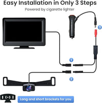 5'' HD 1080P Backup Camera, Backup Camera for Car, Reverse Rear Camera with Night Version 130° Wide Angle, Waterproof, Strong Signal for Car, Van, Truck, Trailer