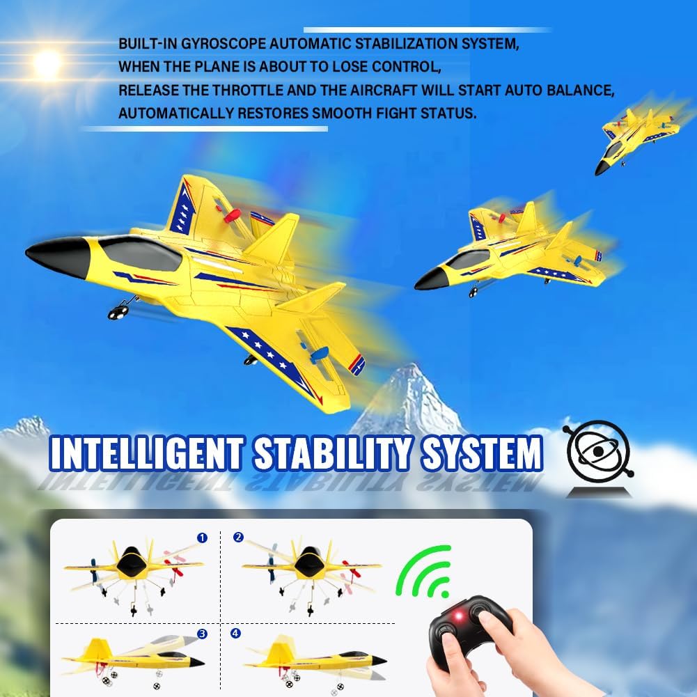 RC Plane, F22 RC Airplane Fighter Ready to Fly - Yellow Kf803 - image 3