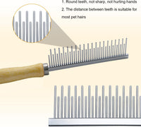 Wooden Handle Grooming Comb for Dogs Cats Pet – Essentials for Cats - Long & Short Teeth Comb - image 3