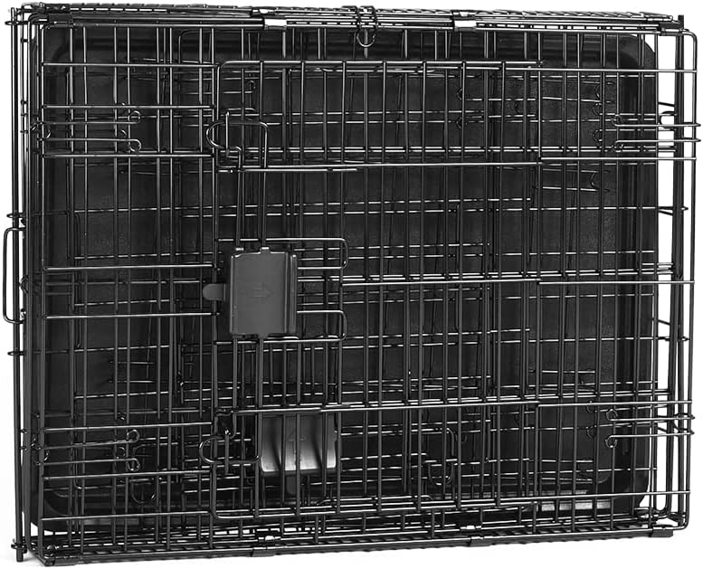 Amazon Basics Portable, Foldable Metal Wire Small Dog Crate with Removable Tray, Divider Panel - 24.0"L x 18.0"W x 20.0"H / Double Door w/ Divider - image 3