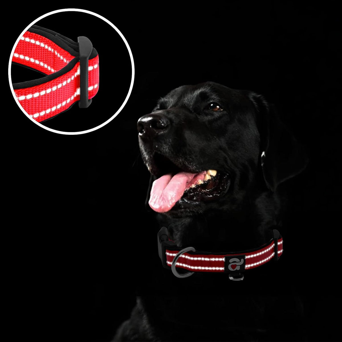 Reflective Dog Collar, Neoprene Padded Small Dog Collar, S - Large (Pack of 1) / Red - image 4
