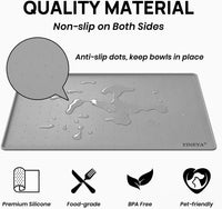 YINEYA 2 Pack Silicone Dog & Cat Food Mat Waterproof 18" x 12" - Gray / 18" x 12" - image 4