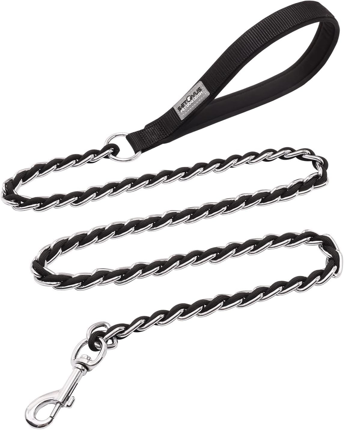 Chain Dog Leash, Bite-Proof Metal Leash - Black / 7.25FT(5-30lb)