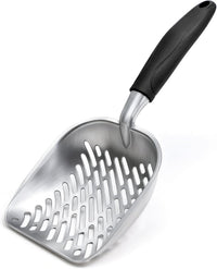 Cat Litter Scoop, Kitty Metal Scooper with Long Handle – Daily Care for Cats - Medium / Black