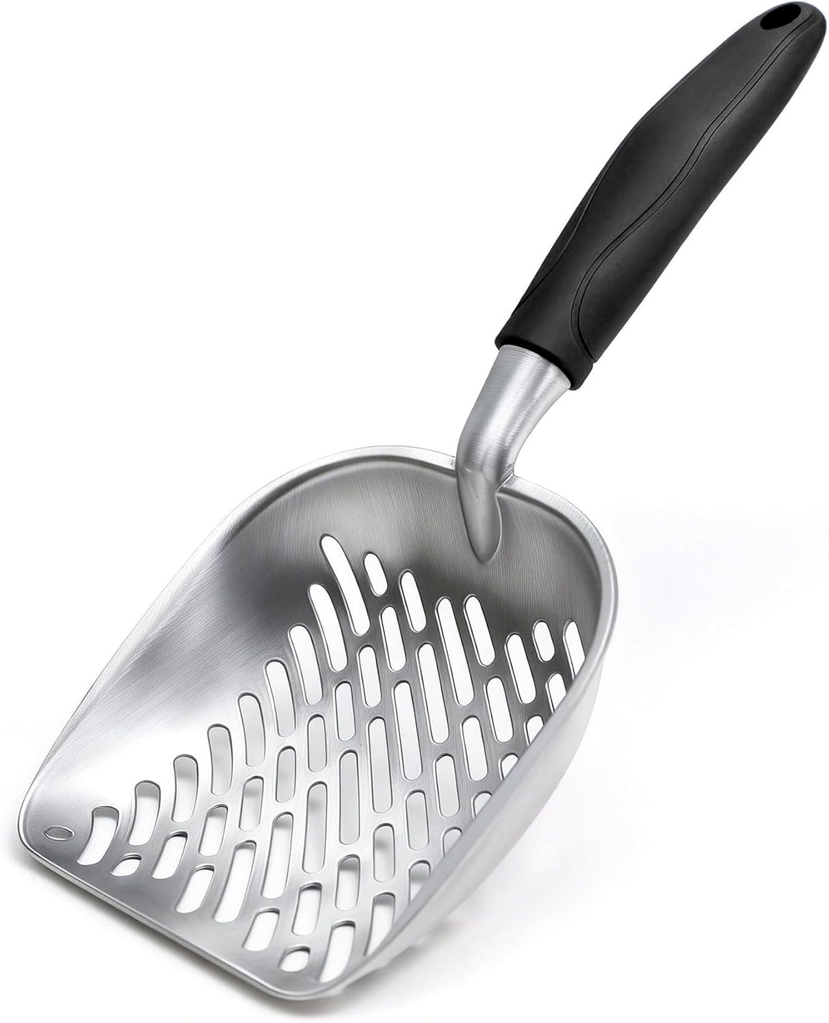 Cat Litter Scoop, Kitty Metal Scooper with Long Handle – Daily Care for Cats - Medium / Black