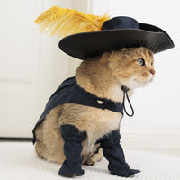 Pet Cat Dog Costume Cosplay Halloween Kitten Puppy Clothes Cloak Hat - Medium / Black - image 3