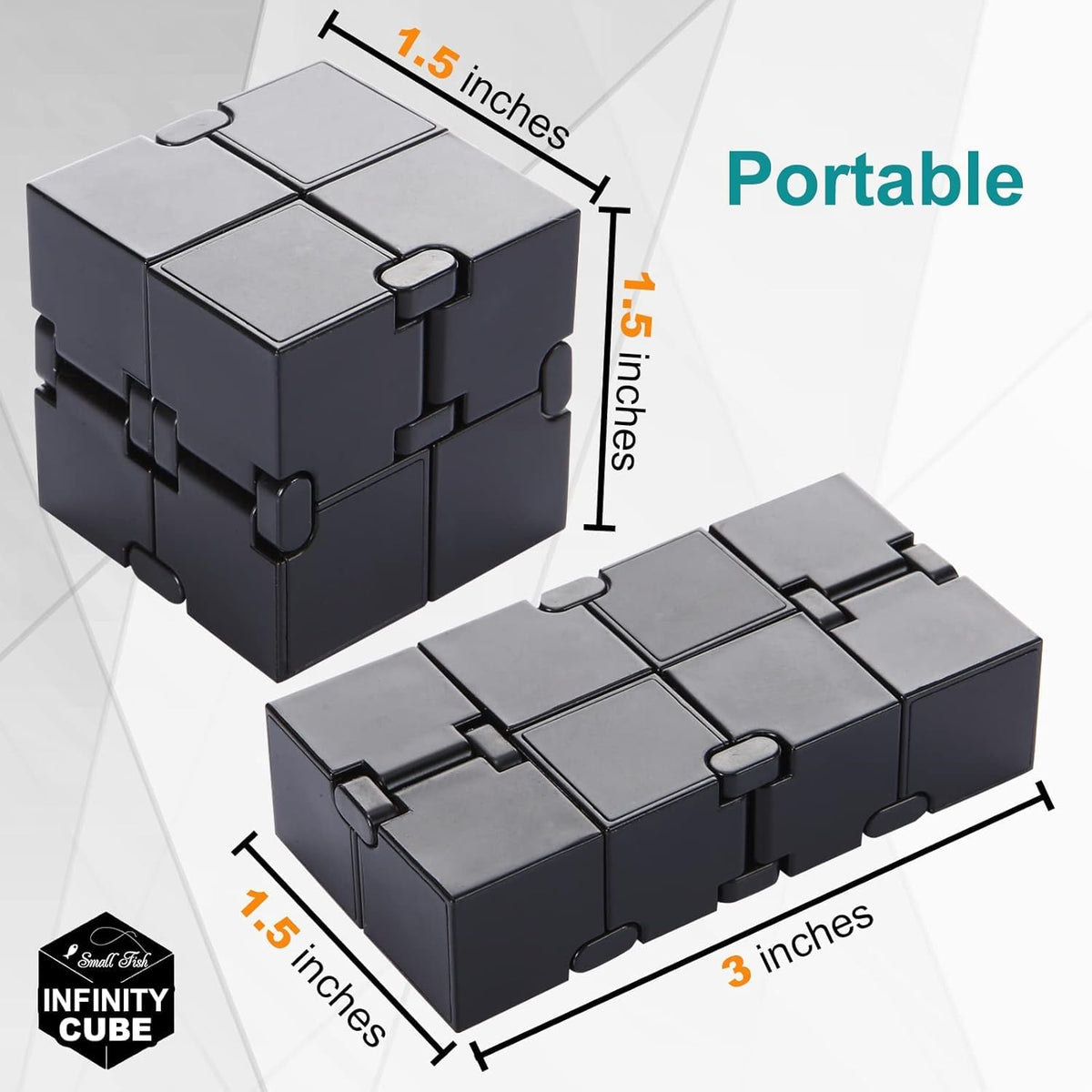 Infinity Cube Fidget Toys for Kids - Black / 1.5 x 1.5 Inches - image 2