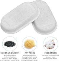 Cat Water Fountain Filter Compatible with Stainless Steel Dispenser, Efficient Filtration with Coconut Shell Activated Carbon and Fresh Water (12 Filters+12 Sponges)