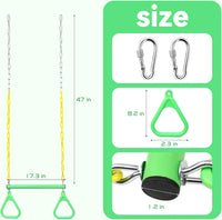 Take Me Away 18'' Trapeze Swing Bar Rings 48'' Heavy Duty Plastic - Light Green - image 2
