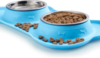 Hubulk Pet Dog Bowls 2 Stainless Steel Dog Bowl with No Spill - Turquoise / Large - image 2