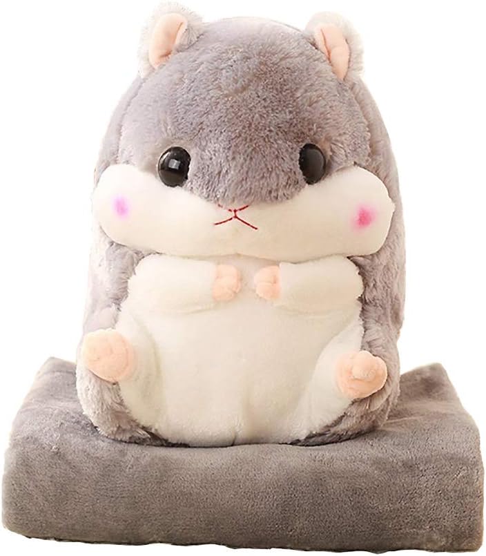 YunNasi Plush Hamster Stuffed Animal Toys Hamster Throw Pillow - Grey