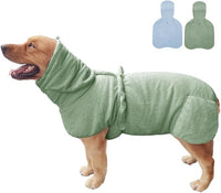 Medium to Large Size Dog Bathrobe, Quick Drying Super Absorbent Used for After Bathing, Warm Dog Towels, Adjustable Hoodies and Belts for Pet Dogs Bath Clothes Products(Green Jacquard, 5XL)
