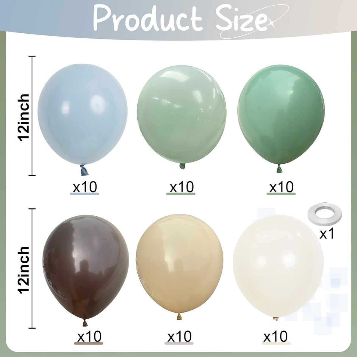 Sage Green Brown Balloons - Blue Green Brown - image 3