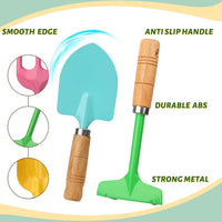 Anzmtosn kids garden tool set with rake, spade, hoe and leaf rake in a mesh bag - view 11
