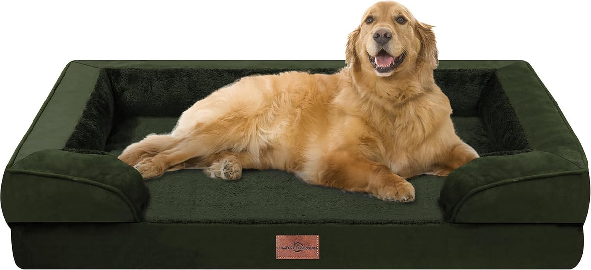 Comfort Expression Waterproof Orthopedic Dog Bed for Extra Large Dogs – Essentials for Dogs - 42.0"L x 30.0"W x 8.5"Th / Olive Green