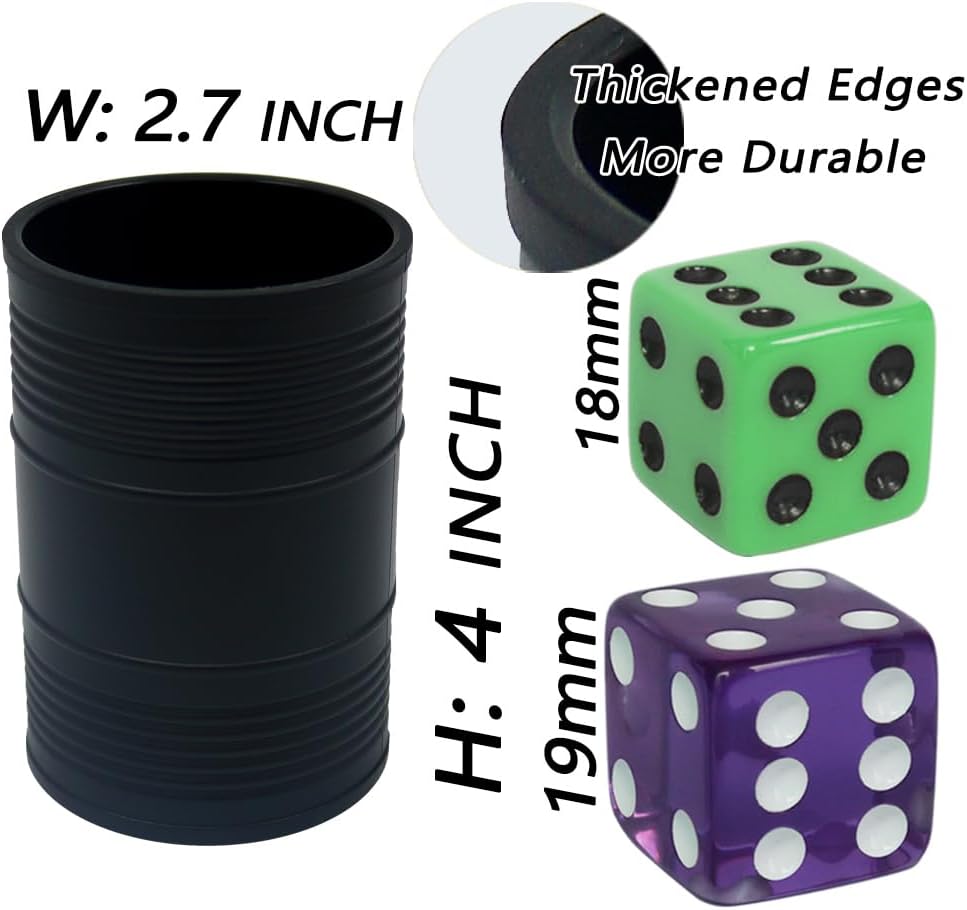 Six Senses Media dice stacking cup set with purple and green dice and a storage bag - view 3