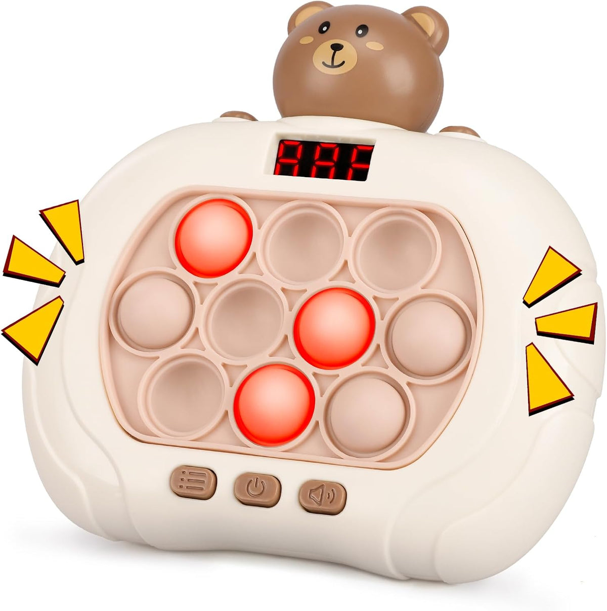 Blackma Fast Push Pop Game, Light Up Fidget Toy for Kids - Brown-bear