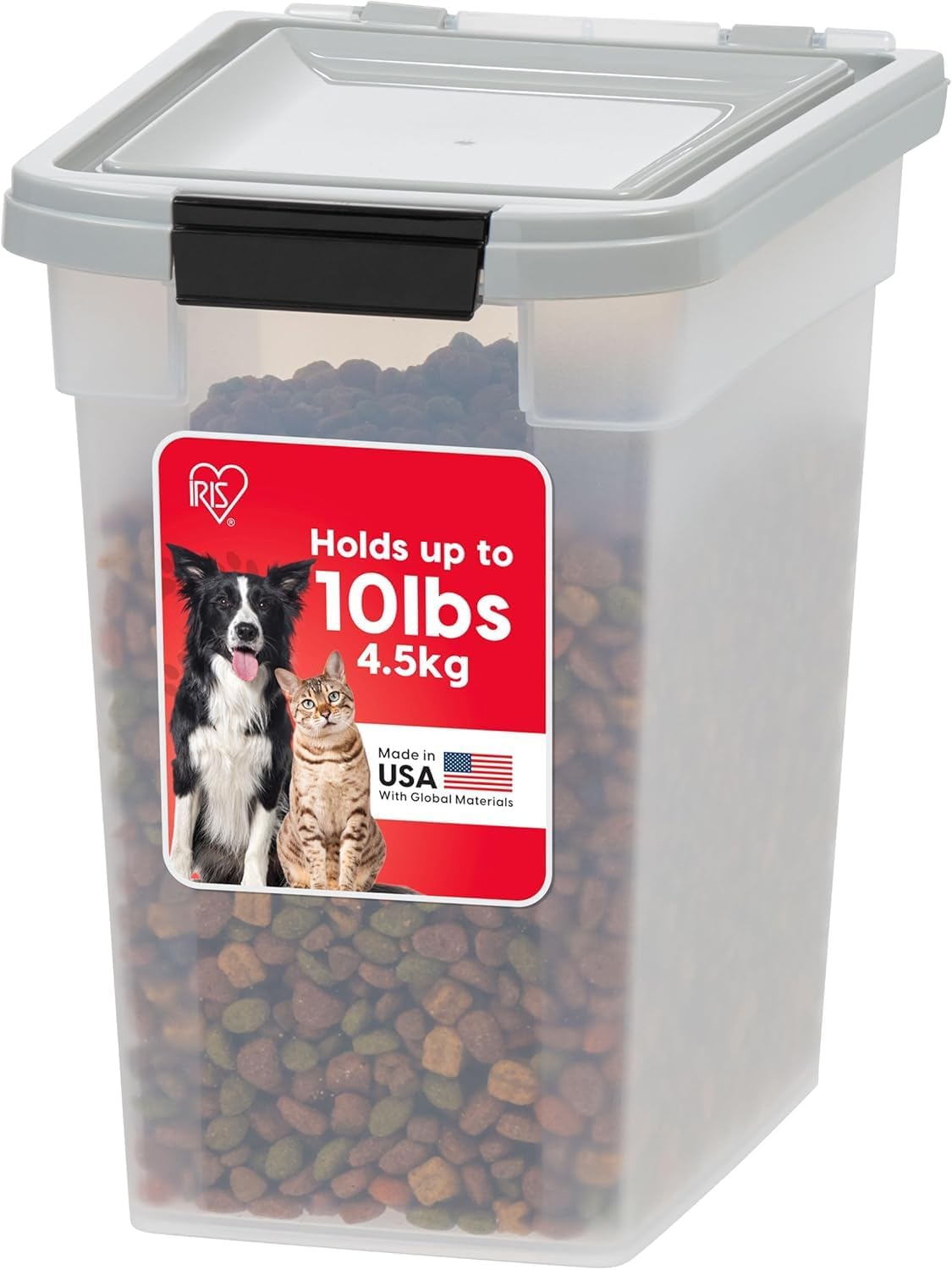 IRIS USA Airtight Pet Food Storage Rolling Container - 10 lbs / Gray