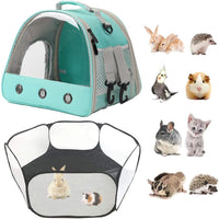 Small Animals Tent, Breathable Transparent Pet Playpen Pop Open Outdoor/Indoor Exercise Fence - Green / TPU Carrier+Playpen