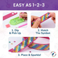 Little Jupiter diamond art bracelet kit with 6 EVA foam snap bracelets, resin gems and pen tools - view 6