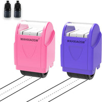 Handwriting Lines Stamp Roller Self-Inking Line Rolling Stamps - Pink+purple