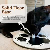 Interactive Cat Toys for Indoor Cats 2 in 1 Cat Wand Toys Solid Round Base Toys for Bored Indoor Adult Cats Self Play Feather Toy Bird Feather
