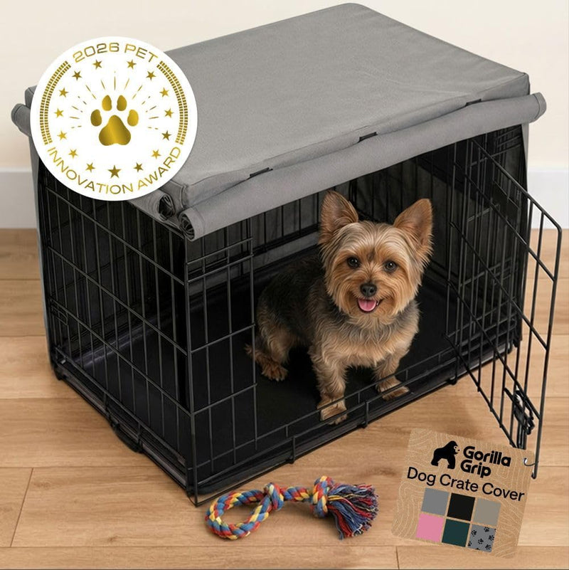 GORILLA GRIP Dog Enclosure Crate Cover Kennel Cage Topper 42in - Gray / 24" X 18" X 20"