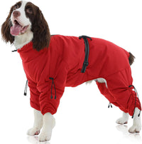 Full Body Dog Coat,Warm Dog Fleece Jackets with Harness Built in Windproof Dogs Snowsuit Zip up Pet - Red / Medium