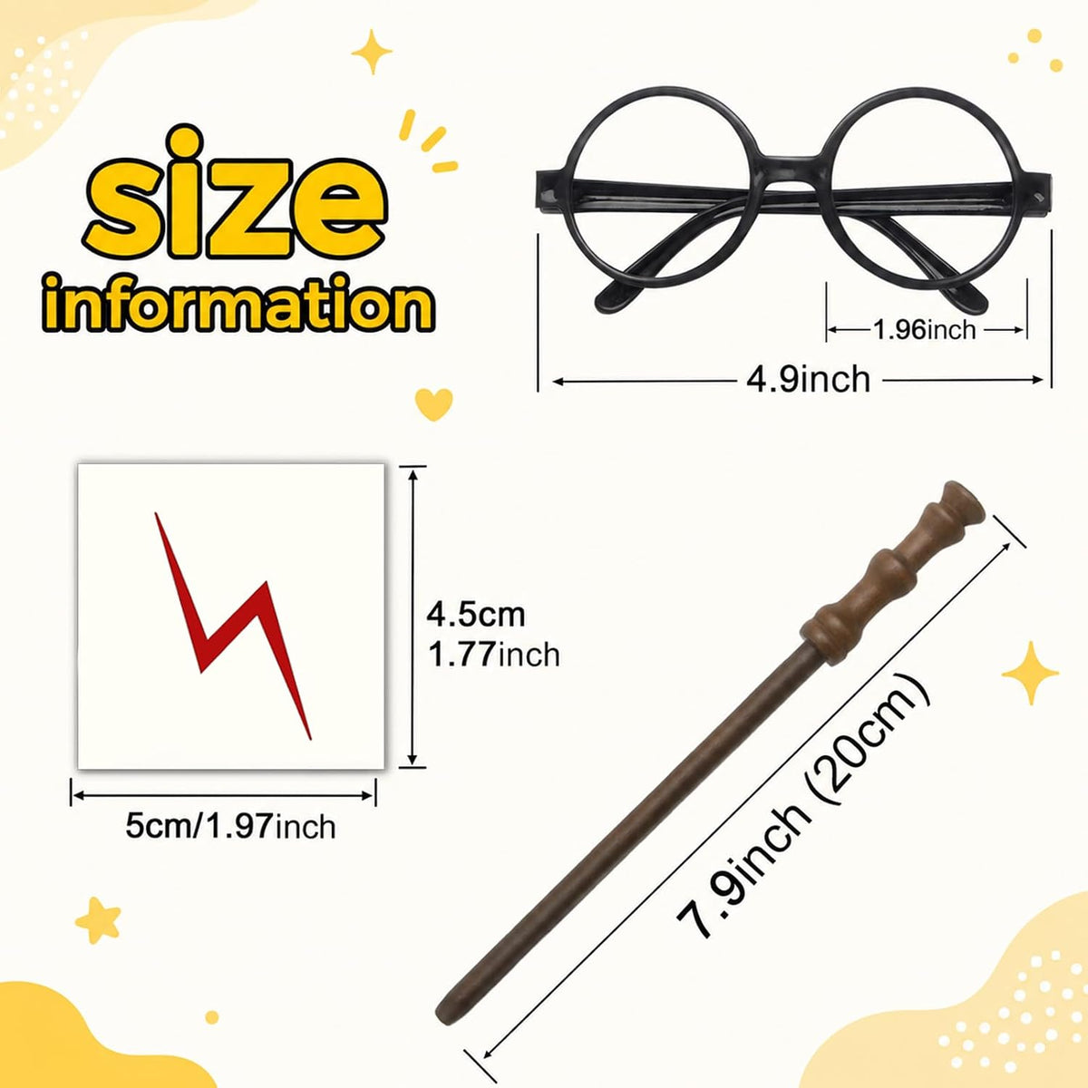 Col-Pary wizard wand pencils and round black glasses party set, 12 of each - view 3