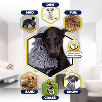 Muddy Mat® 2-in-1 Set: AS-SEEN-ON-TV Grey Microfiber Door Mat (30"X19") & Doggy Dryer Plush Shammy Towel - Non-Slip, Washable & Highly Absorbent Solutions for Soggy Paws & Clean Floors