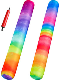 FindUWill 2-pack inflatable fabric-covered pool noodles in blue and green flower print - view 4