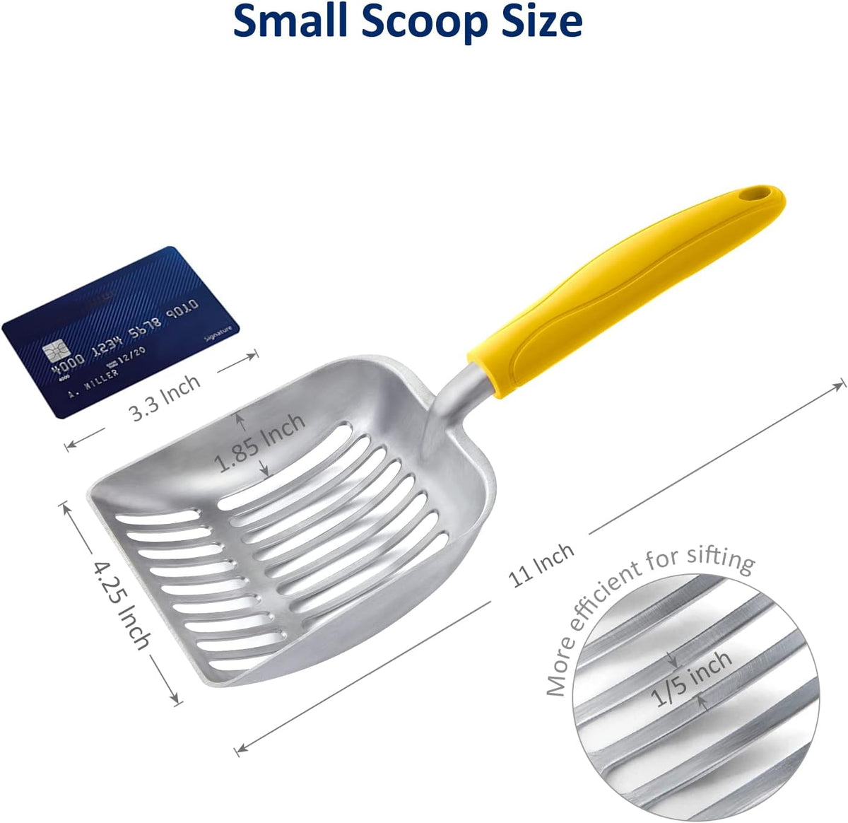 Cat Litter Scoop, Aluminum Alloy Sifter, Kitty Metal Scooper - Small / FLAT Aluminum \ #04 Yellow Handle - image 2