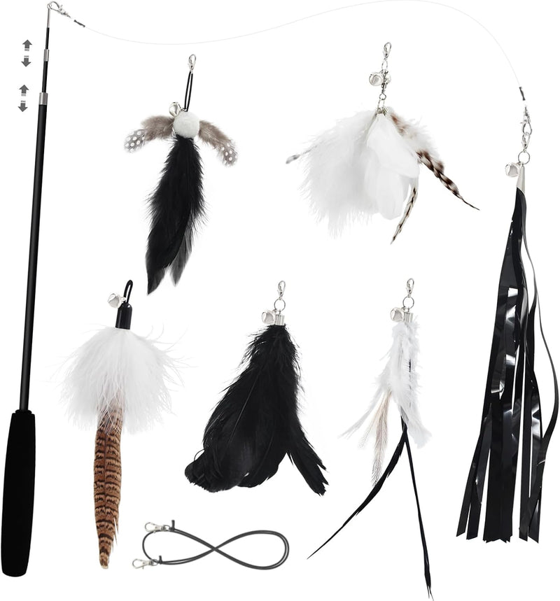 SONGWAY Cat Wand Toys for Indoor Cats - Black