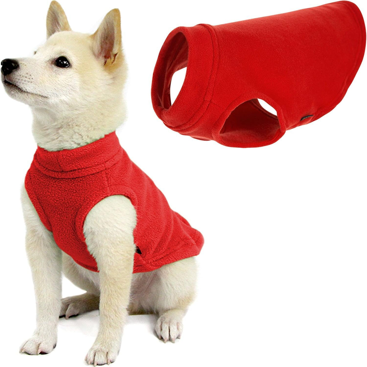 Gooby Stretch Fleece Vest Dog Sweater - Medium Length (11.5") / Red