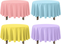 4Pcs Pastel Tablecloths, Mix Color Plastic Tablecloth Disposable Rectangle Table Covers for Baby - Pastel Round / 4pcs