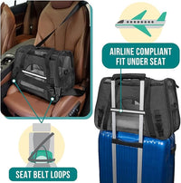 PetAmi Airline Approved Soft Sided Dog & Cat Carrier, Ventilated Pet Carrying Bag - Medium/Large, Heather Dark Gray