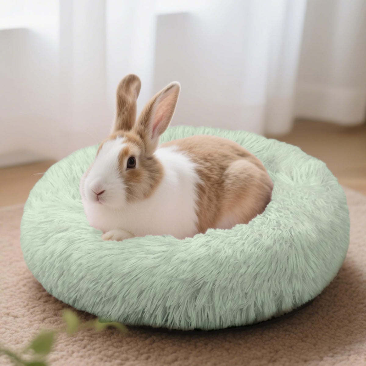 Bunny Bed Large Rabbit Hideout Soft & Comfortable – Daily Care for Small Pets - Pink+Green - image 2