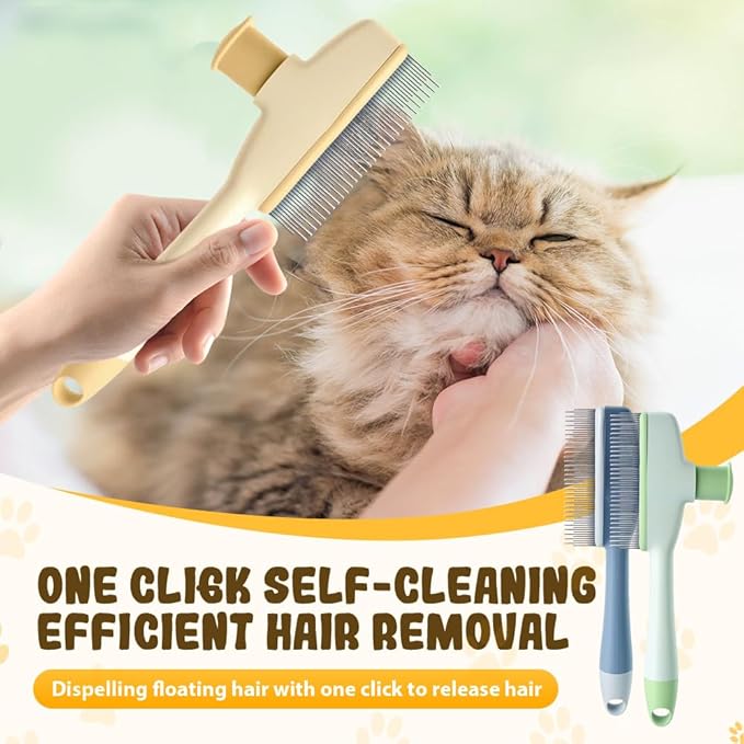 Pet Hair Removal Comb, 2025 New Flea Comb, Multifunctional Grooming Brush for Home Use, Portable Shedding Brush for Pet Owners (Blue+Yellow)
