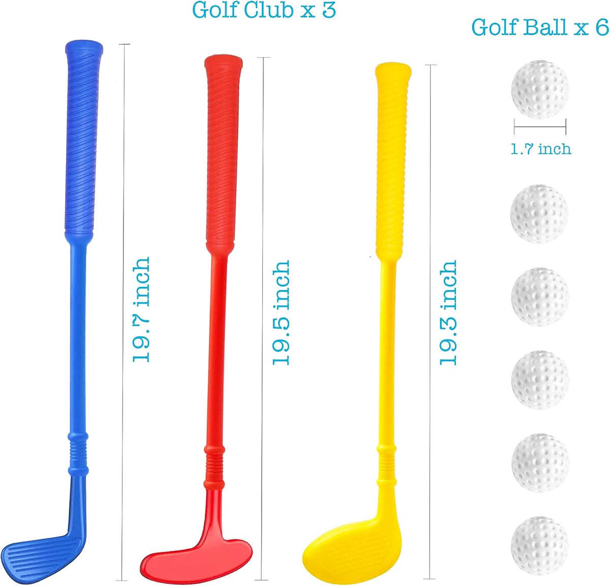 Plastic Golf Clubs, Sturdy Plastic Golf Toys Sets for Toddlers Kids – Fun for Kids & Family - Plastic / New Golf Clubs Set - image 2
